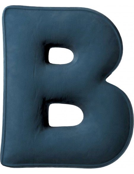 Coussin en velour Lettre B | YellowTipi | Bleu Foncé