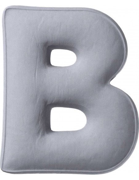Coussin en velour Lettre B | YellowTipi | Gris