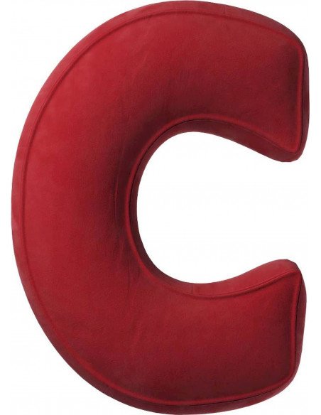 Coussin en velour Lettre C | YellowTipi | Rouge Cerise