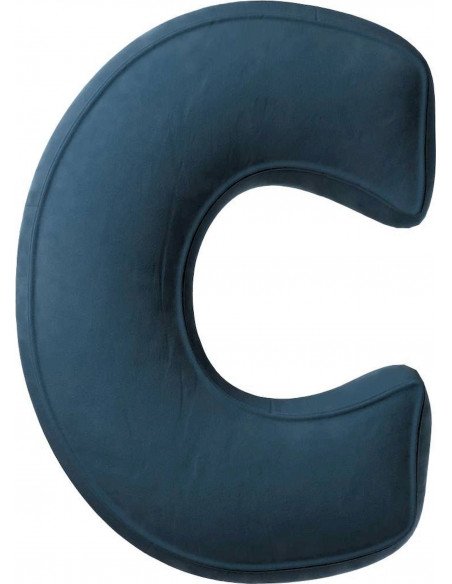 Coussin en velour Lettre C | YellowTipi | Bleu Foncé