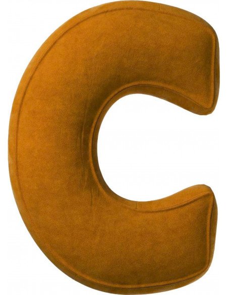 Coussin en velour Lettre C | YellowTipi | Jaune Moutarde