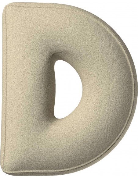 Coussin tissu boucle Lettre D | YellowTipi | Beige Clair