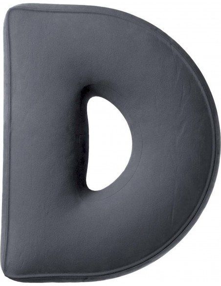 Coussin en velour Lettre D | YellowTipi | Gris Graphite
