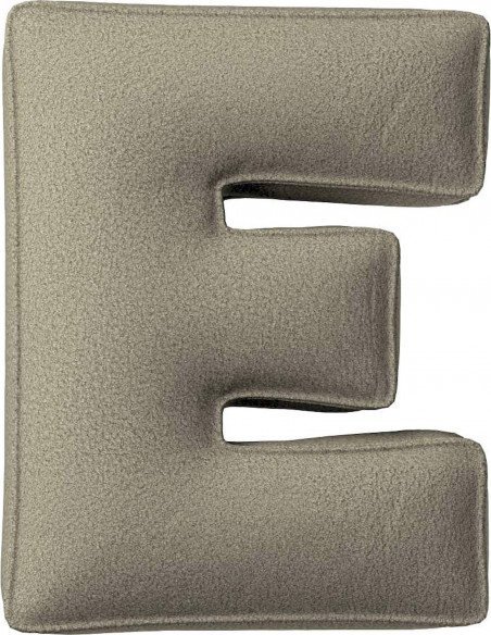 Coussin tissu boucle Lettre E | YellowTipi | Beige Foncé