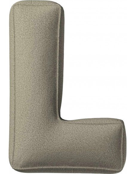 Coussin tissu boucle Lettre L | YellowTipi | Beige Foncé