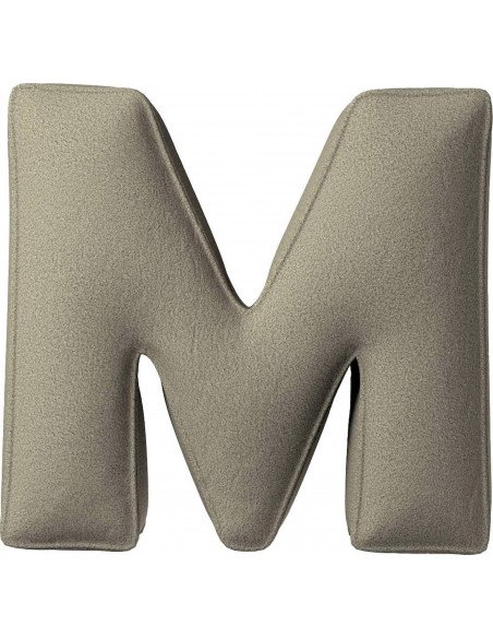 Coussin tissu boucle Lettre M | YellowTipi | Beige Foncé