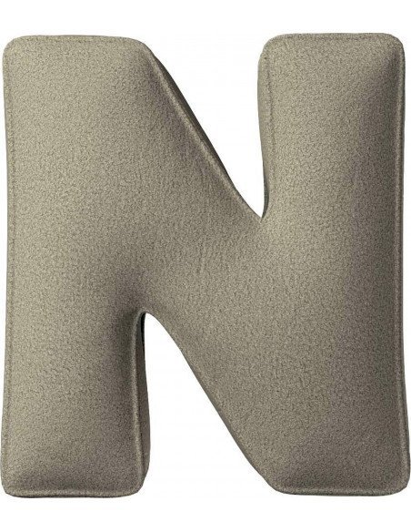 Coussin tissu boucle Lettre N | YellowTipi | Beige Foncé