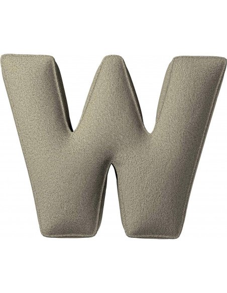Coussin tissu boucle Lettre W | YellowTipi | Beige Foncé