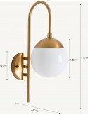 Lampe de mur 15 x 25 x 42 cm | Vical | Blanc, Doré