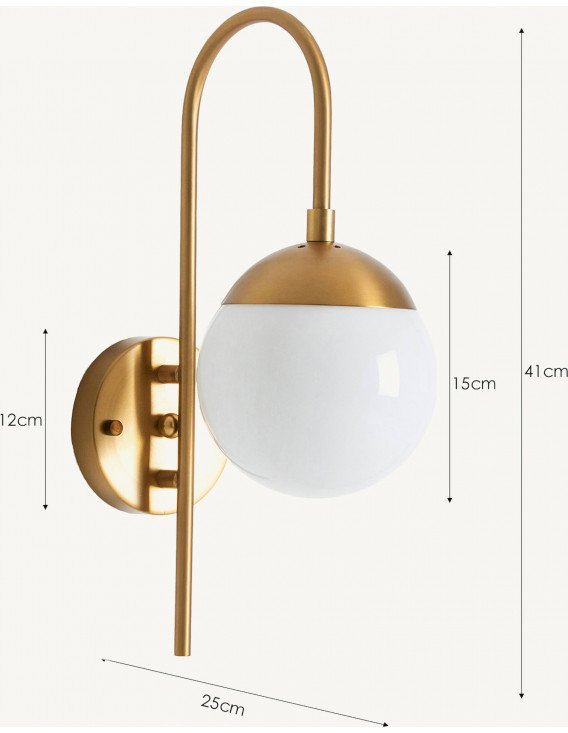 Lampe de mur 15 x 25 x 42 cm | Vical | Blanc, Doré