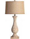 Lampe de salon en résine beige vieilli avec abat-jour en jute