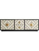 Meuble tv charmes 180 x 40 x 55 cm | Vical | Noir, Blanc, Or