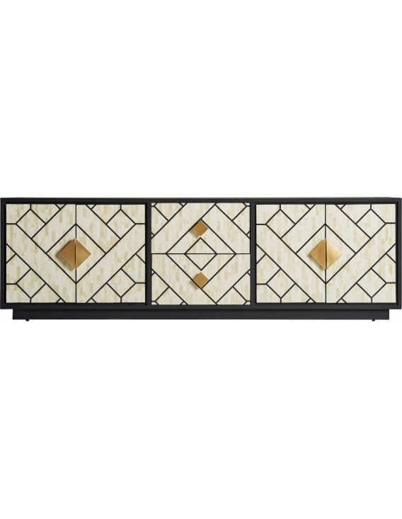 Meuble tv charmes 180 x 40 x 55 cm | Vical | Noir, Blanc, Or