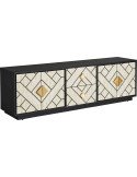 Meuble tv charmes 180 x 40 x 55 cm | Vical | Noir, Blanc, Or