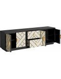 Meuble tv charmes 180 x 40 x 55 cm | Vical | Noir, Blanc, Or