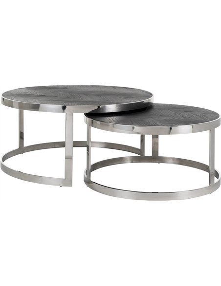 Table de salon Blackbone silver set de 2  | Richmond Interiors | Noir