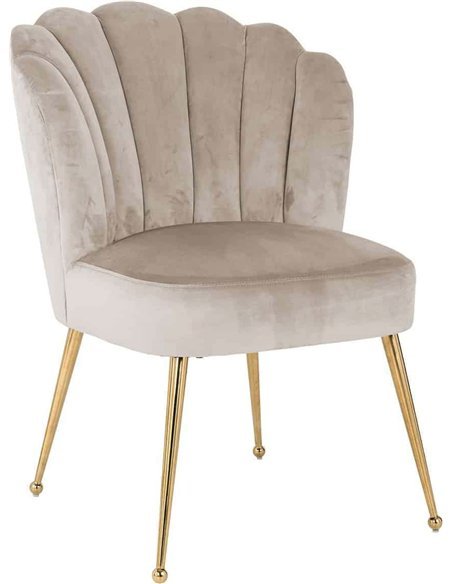 Chaise Pippa stone velvet / gold | Richmond Interiors | Taupe, pieds dorés