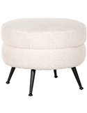 Pouf Amelia white faux Sheep / noir | Richmond Interiors | Blanc, pieds noir