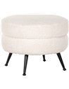 Pouf Amelia white faux Sheep / noir | Richmond Interiors | Blanc, pieds noir