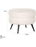 Pouf Amelia white faux Sheep / noir | Richmond Interiors | Blanc, pieds noir