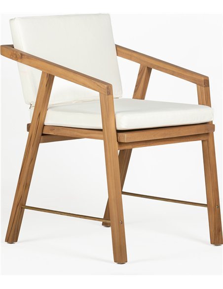 Fauteuil 51x54x70 Bois de Teck/Tissu -- Sable/Blanc