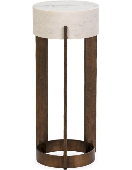 Table d'appoint 25x25x61 Métal/Marbre -- Doré Antique/Blanc