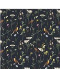 Papier Peint Prairie avec oiseaux noir