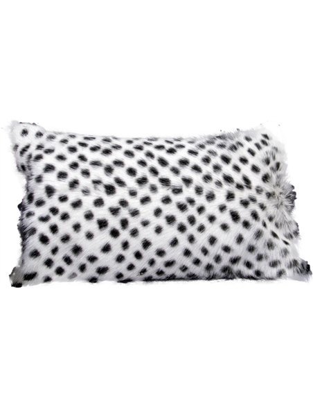 Coussin en peau de chèvre à pois noirs rectangulaire