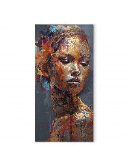 Tableau Portrait de femme le corps d'une femme peint de fleurs colorées | Artgeist | Multicolore