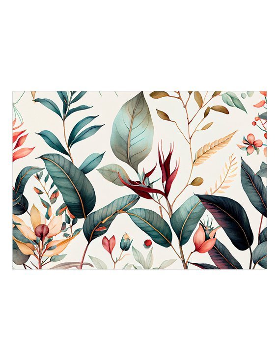 Papier peint Autumn nature - A variety of flowers and leaves in muted colours, forming an interesting, coherent composition on a