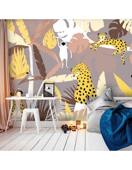 Papier peint Cheetahs in the Jungle - Third Variant | Artgeist | Brun, gris