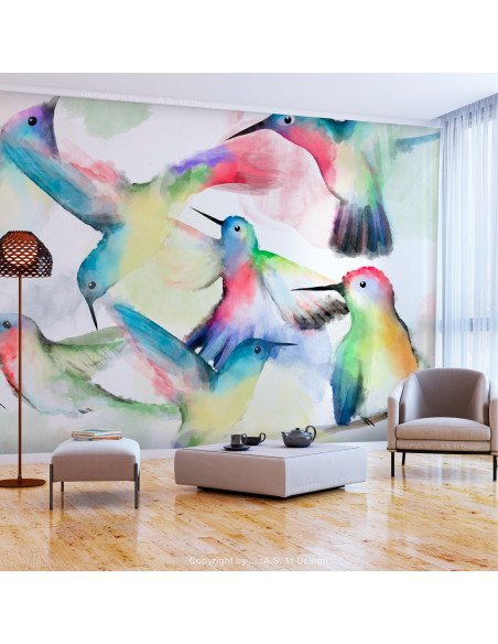 Papier peint Watercolor Birds | Artgeist | Multicolore,