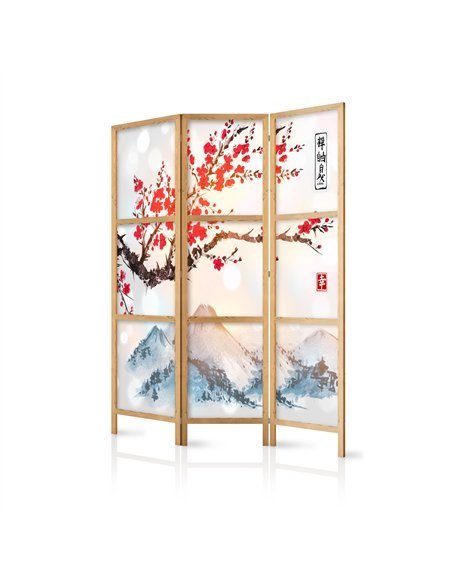 Paravent japonais Montagne Fuji | Artgeist | Crème, Bleu