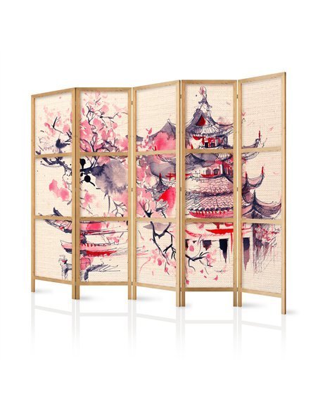 Paravent japonaisn un Temple | Artgeist | Multicolore
