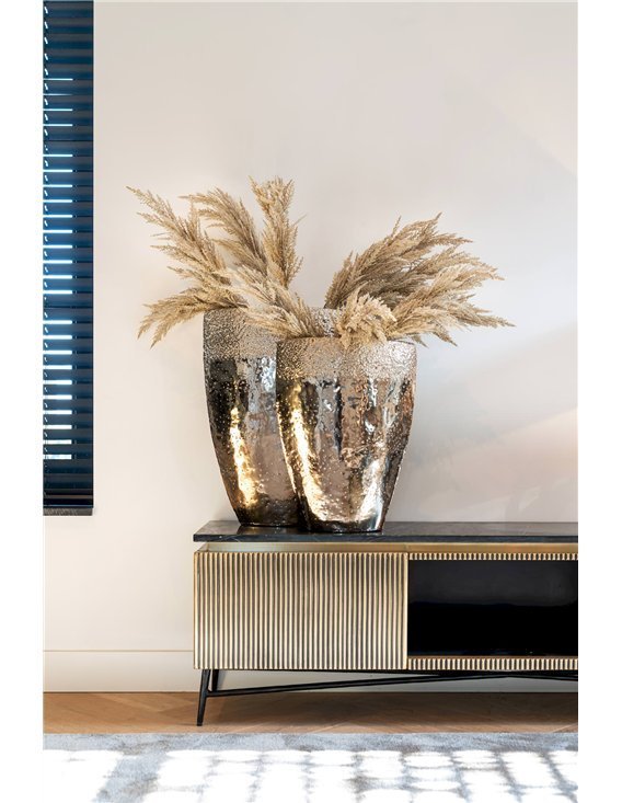 Buffet TV Marbre et Doré Élégance Moderne