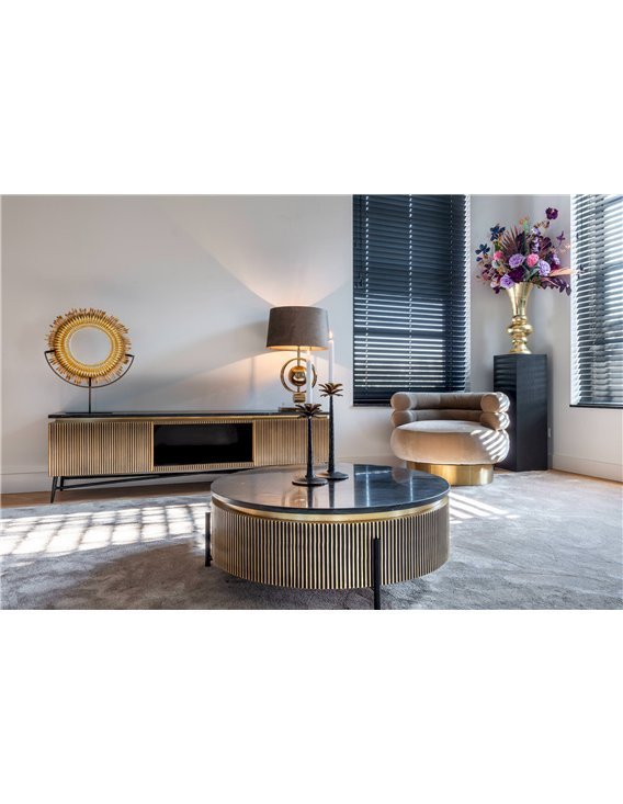 Buffet TV Marbre et Doré Élégance Moderne