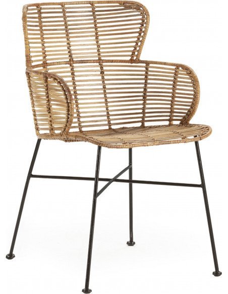 Chaise élégance métallique et assise osier