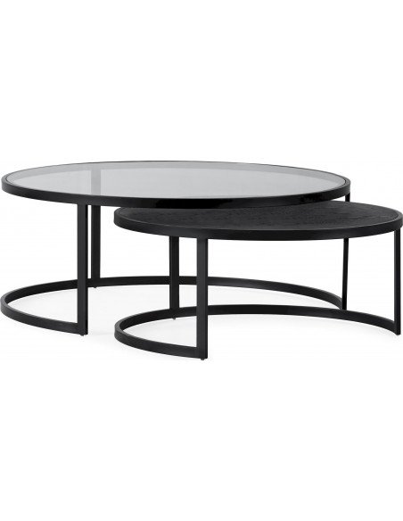 Table salon verre et chêne design