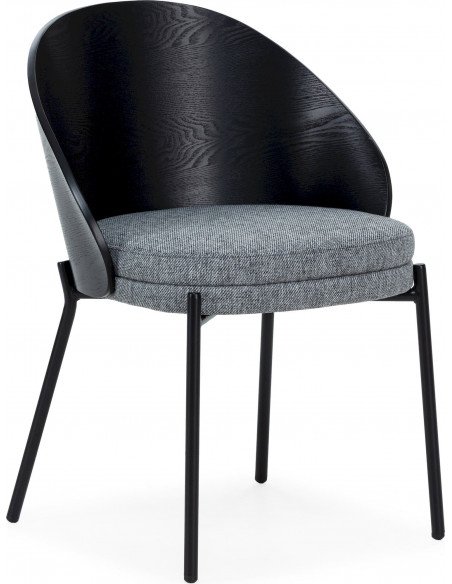 Chaise confort tissu gris et bois élégant