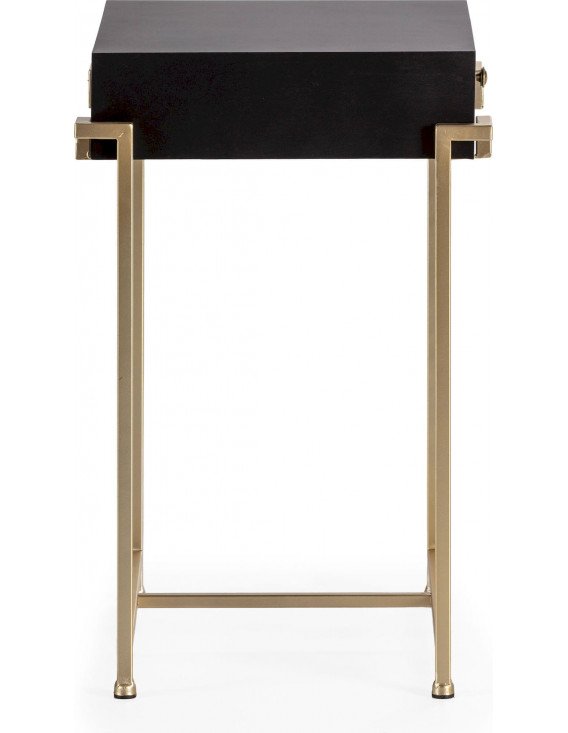 Chevet épuré noir avec touche d'or