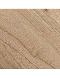 Gros plan sur la surface en bois mindi du plateau du buffet Nyry