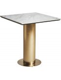 Table haute design blanc or