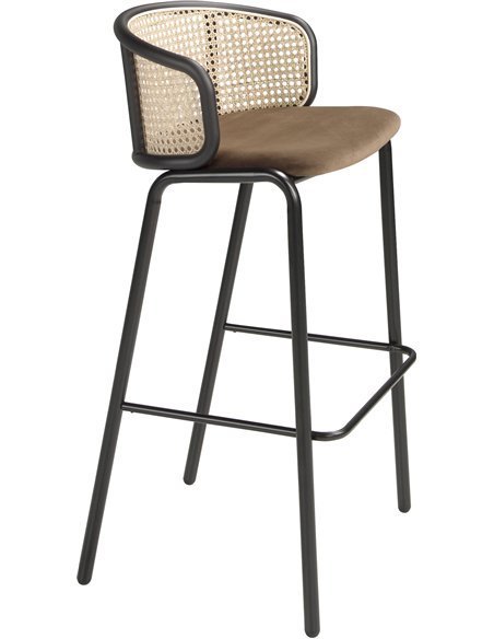 Tabouret design marron et rotin Angel Cerda