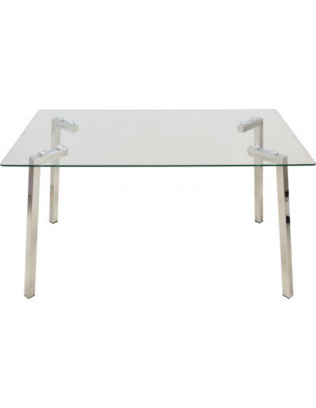 Table verre moderne inox