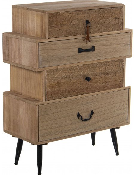 Commode bois Paulownia sculpté