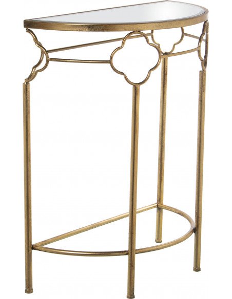 Table métallique dorée avec miroir