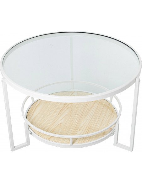 Table salon métal épurée cristal transparent