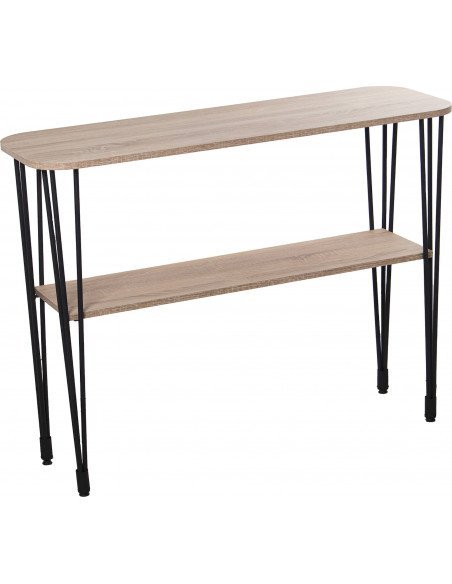 Console élégante en bois avec pieds métal noir