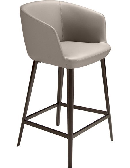 Tabouret de cuisine moderne en similicuir gris