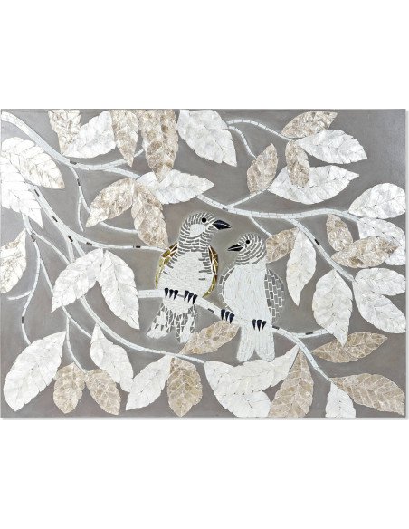 Décoration murale beige avec oiseaux